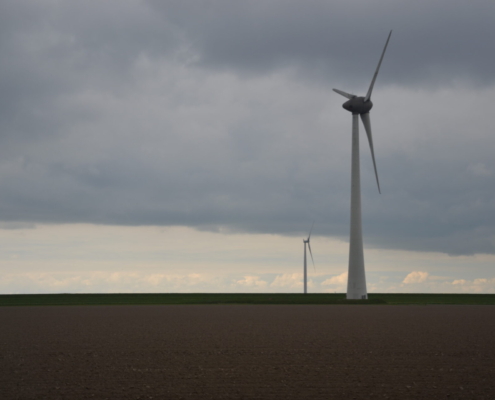 Windmolens in de polder